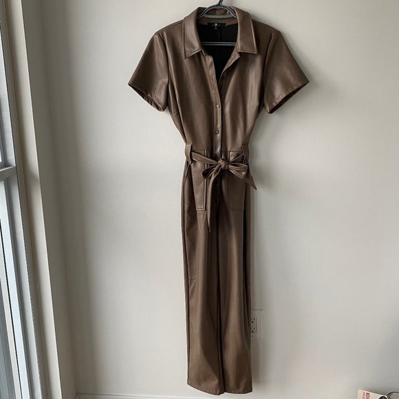 7 For All Mankind Vegan Leather Jumpsuit - Picture 1 of 6
